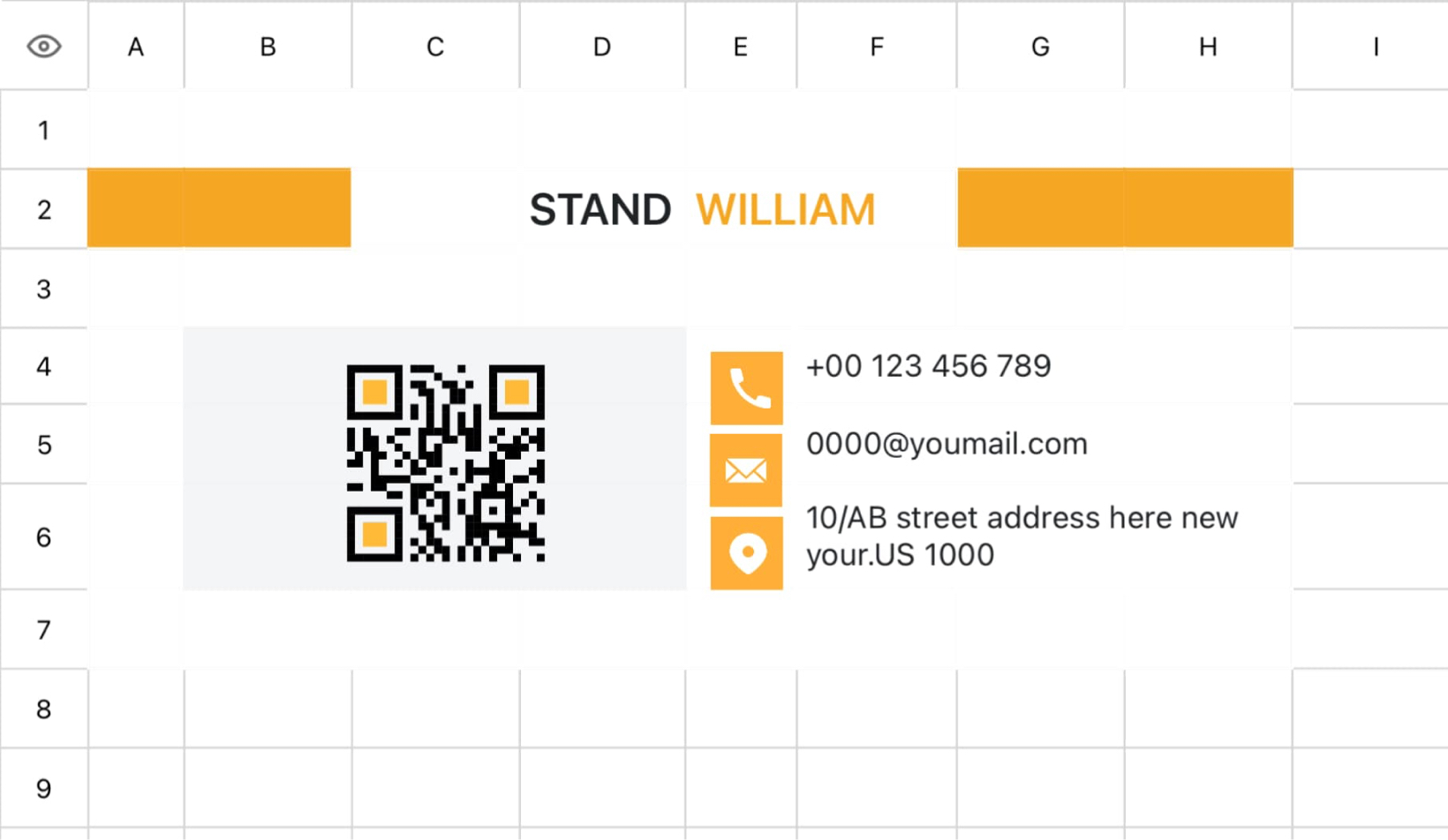 Orange business card